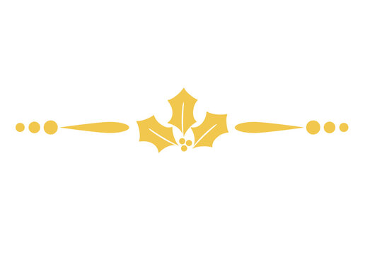 Gold Holly Leaves and Berries Decorative Divider