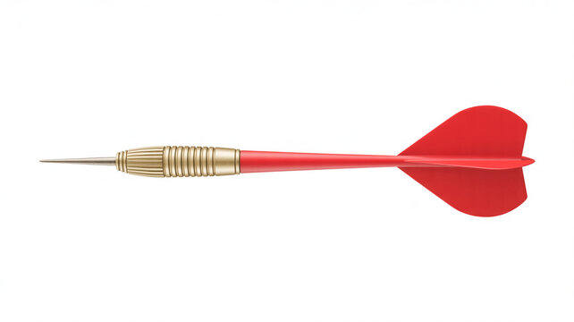 A professional red steel tip dart for precision sports isolated on a clean white background for competitive strategy and gaming accuracy concepts