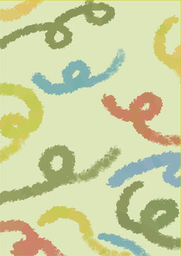Colorful abstract squiggle swirl pattern background, featuring playful crayon scribble lines texture vector, perfect for cute party banner design, cheerful wallpaper, 