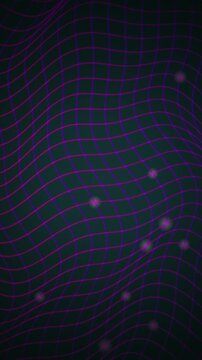 Neon purple wireframe grid undulating seamless loop