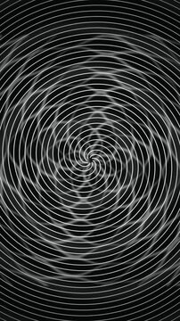 Hypnotic spiral rotating white mesh lines seamless loop background