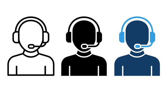 Customer support agent icons, call center service representative