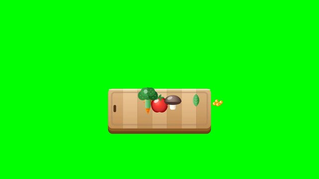 Premium chunky 2.5D animation for World Vegan Day illustrating the authentic culinary journey from fresh plant ingredients to preparation, slicing, pan tossing, loaded vegan bowl plating