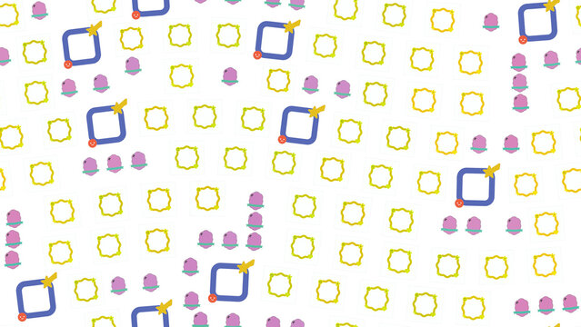 Seamless pattern of decorative frames and abstract shapes