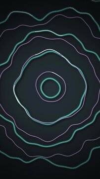 Neon concentric wavy rings undulating seamless loop background