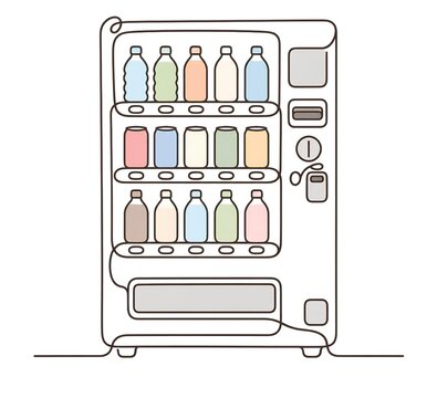 自動販売機の線画イラスト