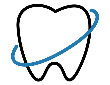 Abstract Tooth Icon with Blue Swirl isolated on white background