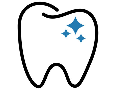 Clean Tooth Icon with Sparkles isolated on white background