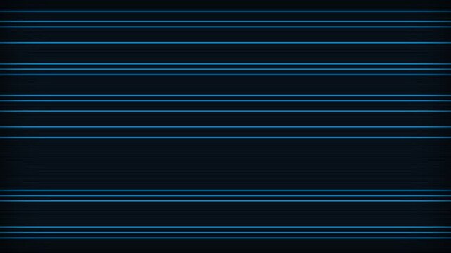 Abstract glowing blue horizontal lines on dark digital technology background