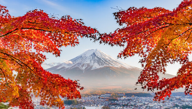 Mount Fuji in Autumn Generative AI