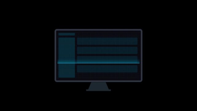 Computer Monitor Screen Scanning and Showing Red Warning Error Popup Animation.