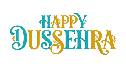 Fototapeta premium Colorful Happy Dussehra text design with decorative floral patterns and elegant typography