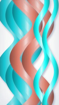 Turquoise coral ribbon waves weaving seamless loop background