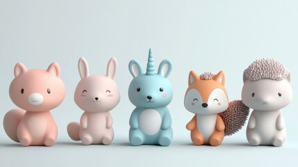 Fototapeta premium 3d rendering set with cute animals