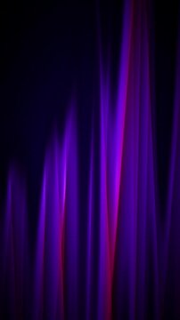Glowing violet light beams and ribbon curtains seamless loop motion