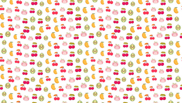 Seamless pattern of smiling cartoon fruits