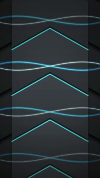 Cyan neon chevrons glowing metallic seamless loop motion background
