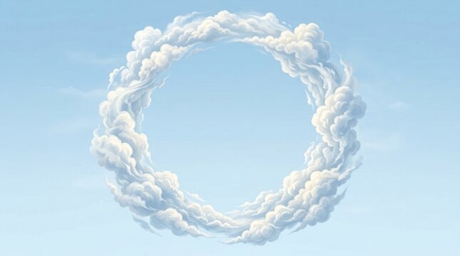 A circular cloud formation in the sky with a blue sky background.
