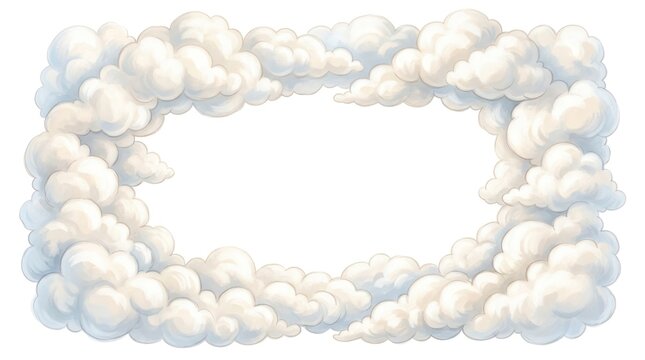 A white cloud frame with a blue sky background.