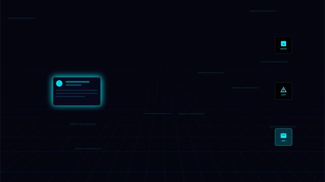 Digital hud interface with futuristic "ai" data scanning in a cyber cyberspace grid space