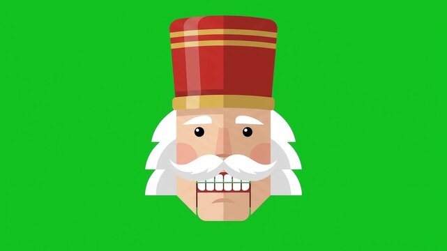 Animated Christmas Nutcracker Toy Head Opening and Closing Mouth on Green Screen Chroma Key