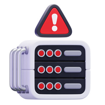 3D Server Error and Network Security Illustration