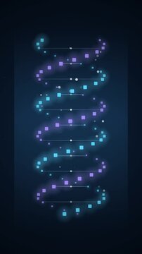 Glowing digital DNA strand concept illustration with futuristic cyber grid background