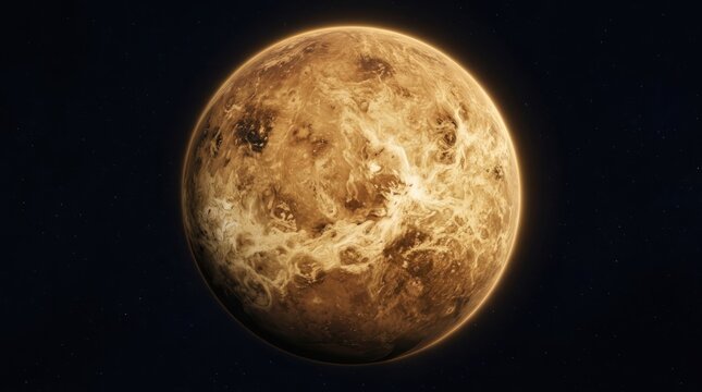 A planet with a fiery surface and a dark, starry background.