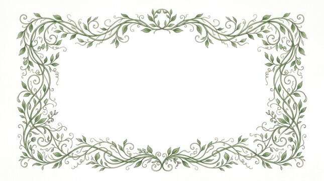 A green and white floral border with a floral pattern and a white background.