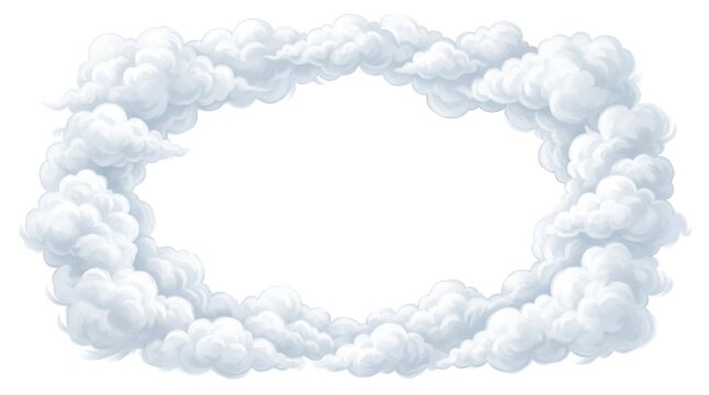A white cloud frame with a blue sky background.