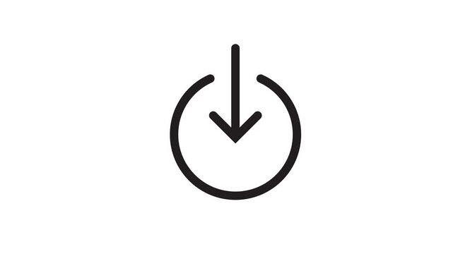 Download arrow icon animation inside circle frame for interface design on white background.