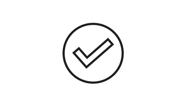 Minimalist checkmark icon animation on white background showing successful task completion.