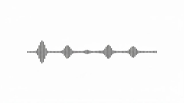 Abstract Pulse Graph with Repeating Sound Wave, Audio Signal Waveform, Frequency and Amplitude Visualization on Clean White Background for Digital Communication Design