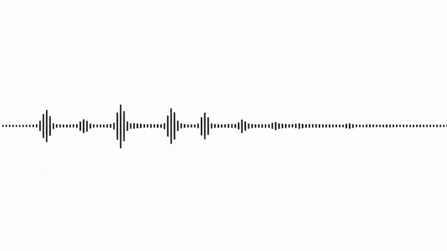 Abstract Audio Graph with Black Pulse Waveform, Rhythm, Sound Signal, Frequency and Amplitude Visualization for Digital Communication, Technology, Science and Audio Analysis Concepts