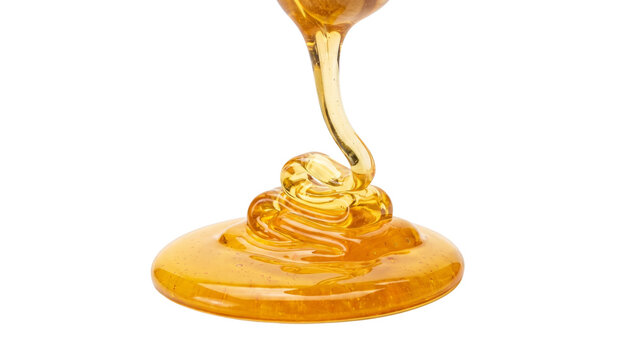 Honey png, Photography of Dripping Amber Syrup on Plain White Background, Golden honey stream isolated on transparent or white background, png

