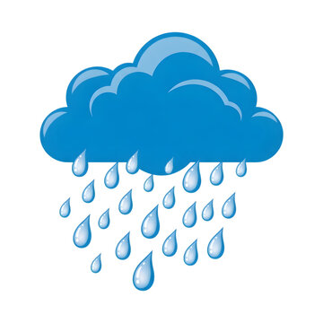 Rain falling from blue cloud icon