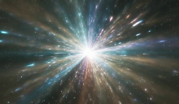 abstract motion background featuring thousands of luminous particles exploding outward from a brilliant central point to create an elegant multidimensional starburst formation