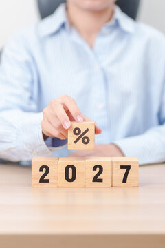 2027 New year with percentage. Interest rate, GDP, stocks market, financial, deflation and Inflation, mortgage, debt, Loan and Economic Recession