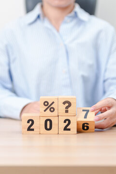 2026 to 2027 New year with questions mark and percentage icon. Interest rate, GDP, stocks market, financial, deflation and Inflation, mortgage, debt, Loan and Economic Recession