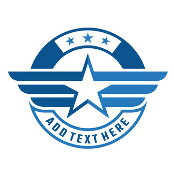 Star with wings logo, Aviation emblem. Military and winged badge. Design logo Vector illustration.