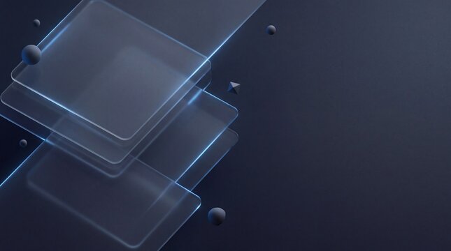 Dark Glassmorphism Modern UI Card Stack Background