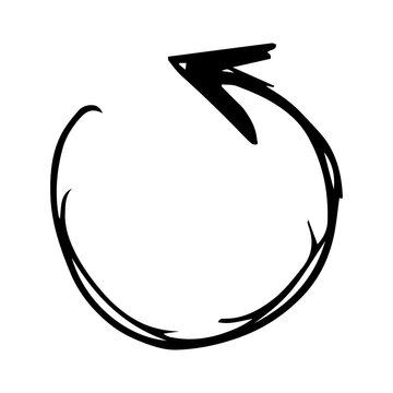 Black Circular Arrow Doodle, Transparent Background Illustration, Commercial Use Design Element, Hand Drawn Graphic