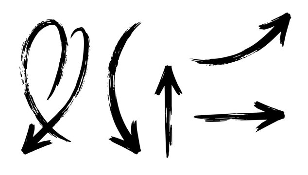 Black Hand Drawn Arrow Set, Transparent Background Illustration Collection, Commercial Use Graphics
