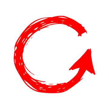 Red Circular Arrow Doodle, Transparent Background Illustration, Commercial Use Design Element