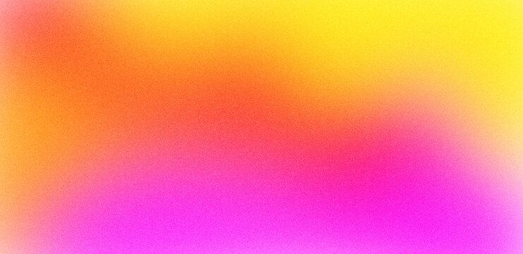 Abstract Grainy Warm Gradient Background with Vibrant Pink Orange Yellow Mesh Blur, Neon Sunset Color Blend, Micro Noise Texture for Modern Banner and Graphic Design