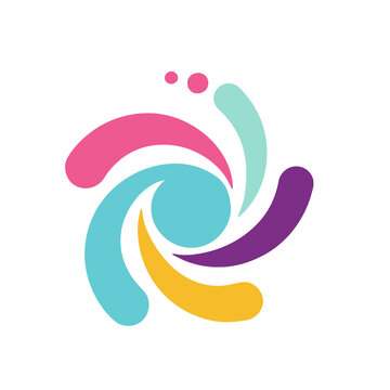 Colorful abstract swirl logo with dots