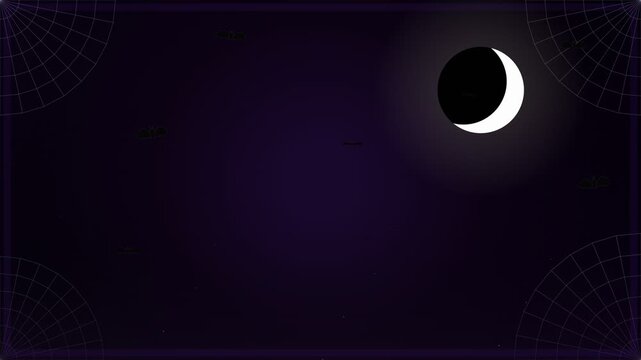 Crescent moon glowing in a dark purple celestial grid pattern