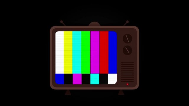 Retro Television Screen with Classic Test Pattern Signal