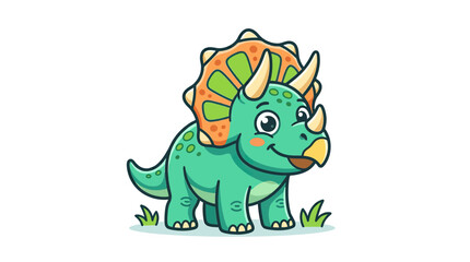 Cute cartoon triceratops dinosaur isolated on white © hiur