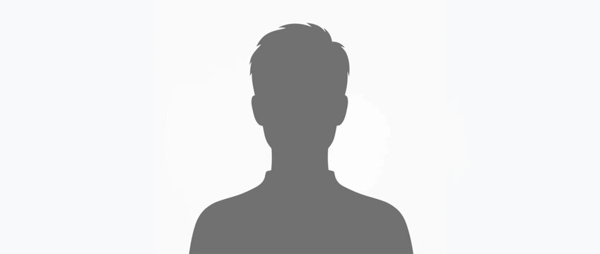 Anonymous male user silhouette profile icon on white background